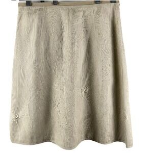NWT Piazza Sempione Skirt Sz 14 Wool Silk Champagne A-Line Crinkle Finish Luxury